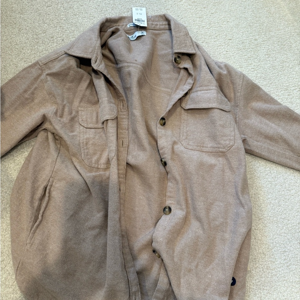 Hollister Lightweight Olive Shirt Jacket with Versatile Design